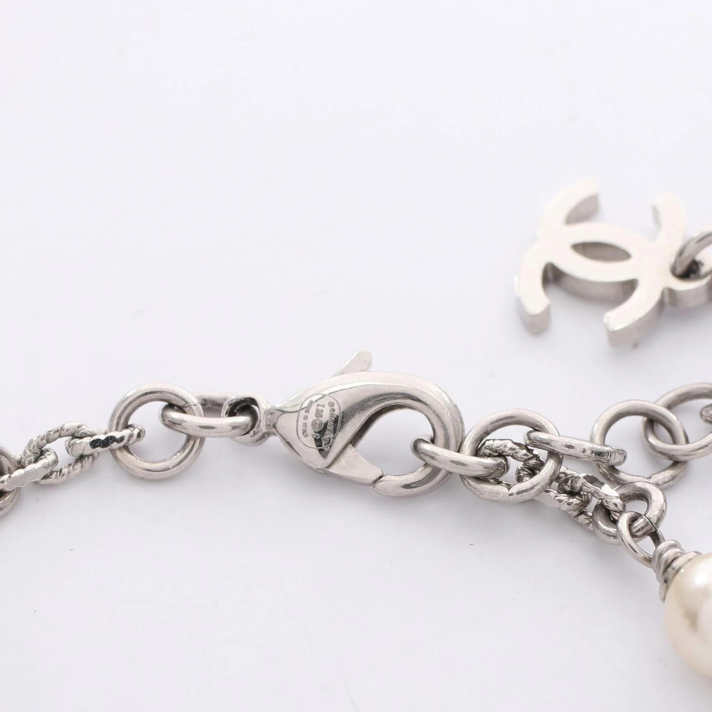CHANEL White Pearl Logo Charm Bracelet - Picture 4 of 9